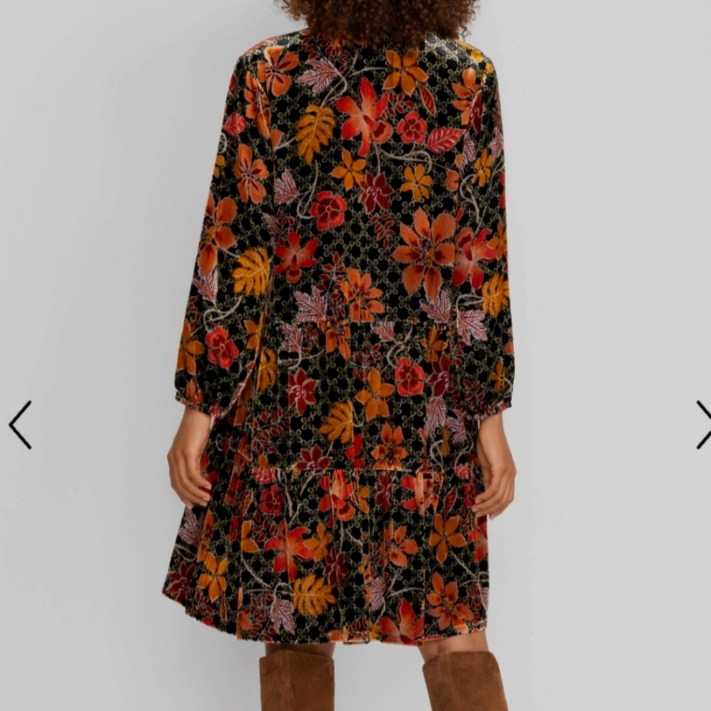 JOHNNY WAS JASMOON FLORE VELVET/SILK FIELD TIERED DRESS SIZE L BNWOT - Picture 8 of 14